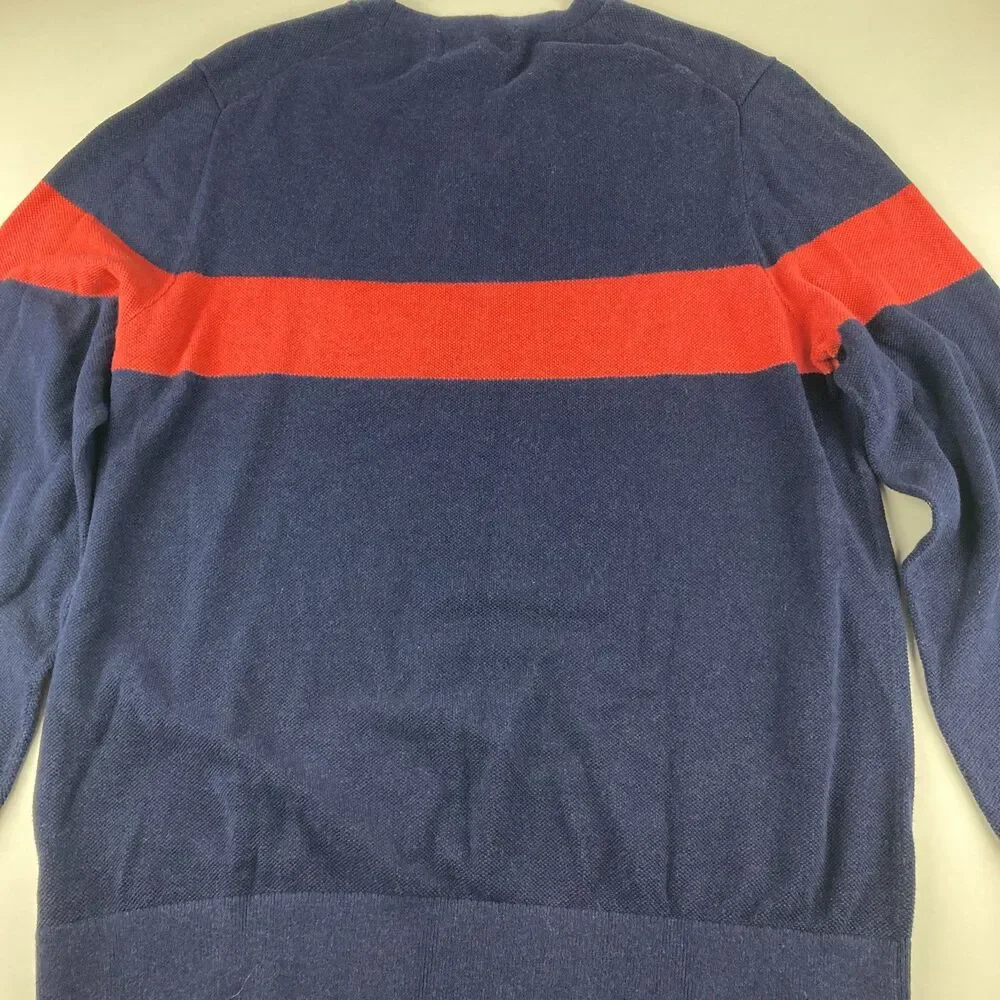 Brooks Brothers Supima Cotton Sweater Mens XXL Navy Red Stripe Crewneck